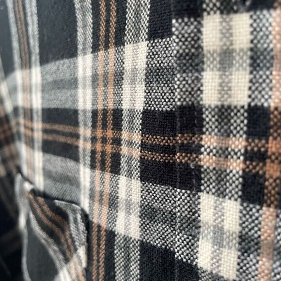 John Blair Black Tan Plaid Button Shirt L - Picture 5 of 6
